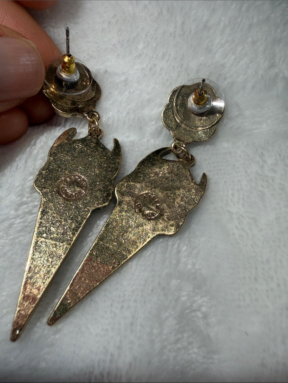 Gold Angel Wing Drop Earrings - Women's Jewelry - Picture 4 of 6